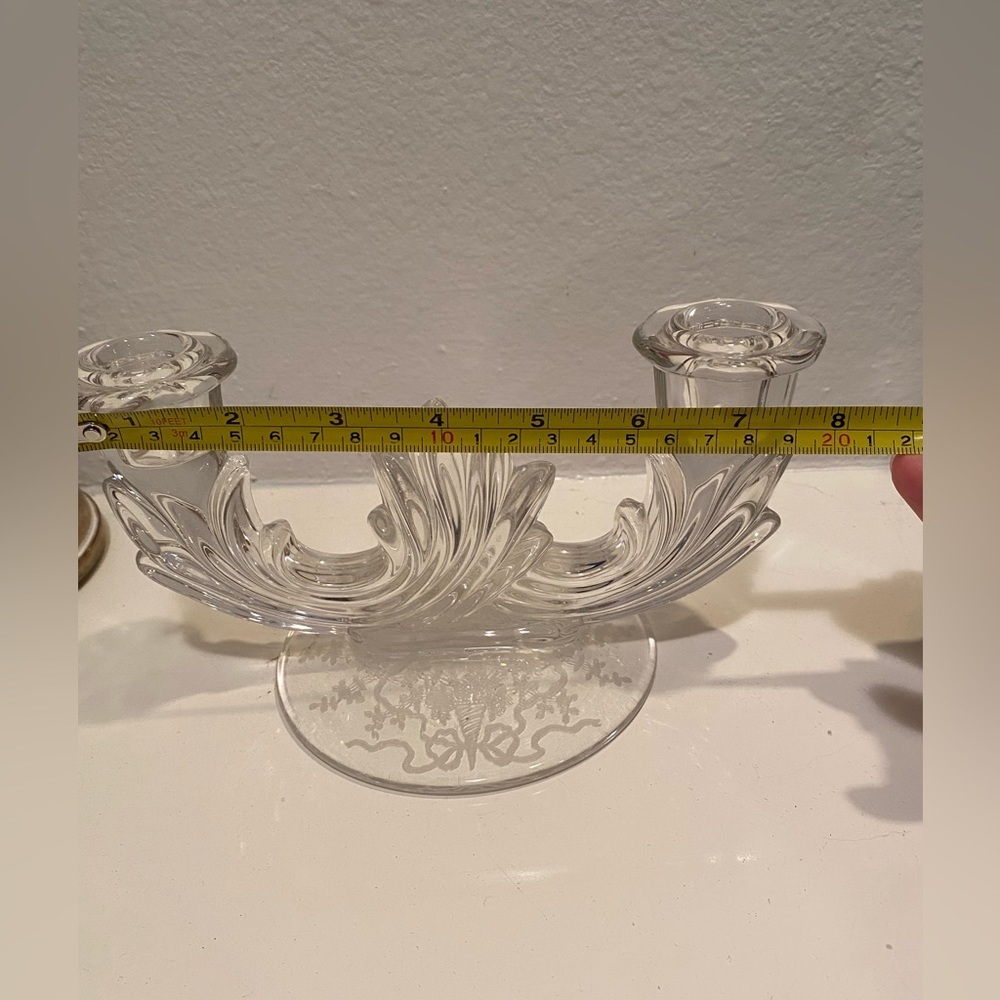 Fostoria Baroque Corsage Etched Double Candlestick Holder - Picture 6 of 6